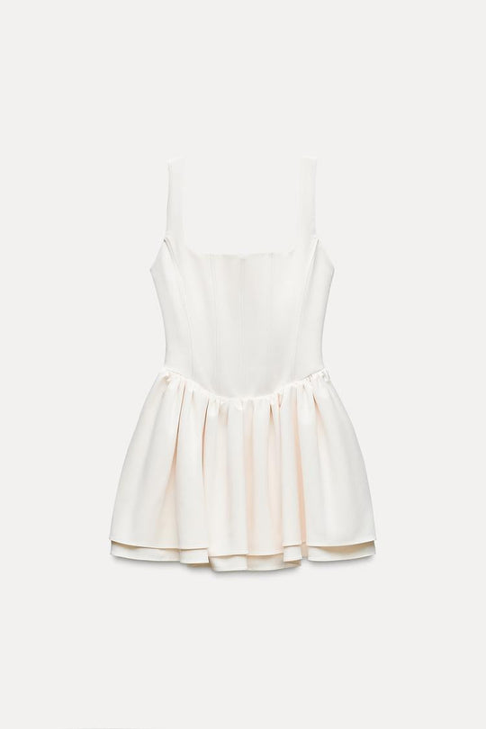 Robe style corset a plis - Beige