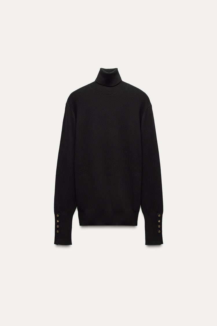Pull basique en maille unie - Vert mousse