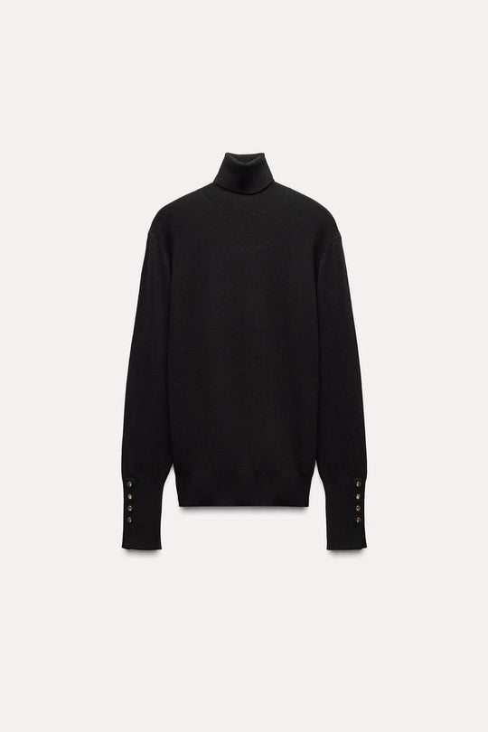Pull basique en maille unie - Noir