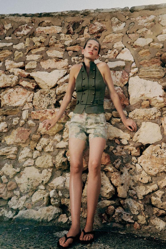 SHORT Z1975 TAILLE MI-HAUTE À IMPRIMÉ FLEURI