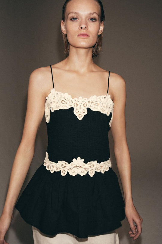 TOP DENTELLE CONTRASTÉE ZW COLLECTION