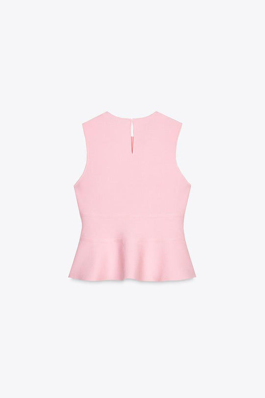 TOP EN MAILLE PÉPLUM AVEC LACETS