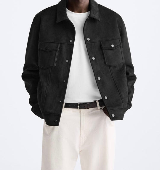 Blouson en matière synthétique - Noir