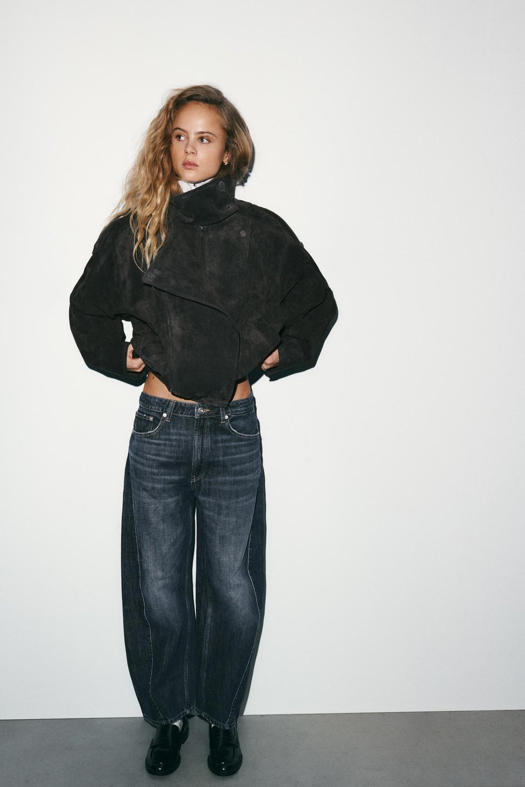 BLOUSON DE MOTARD 100% CUIT DAIM BOUTONS REVÊTUS