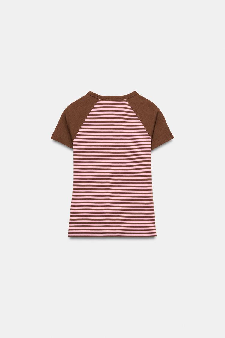 T-SHIRT MANCHES RAGLAN A RAYURES