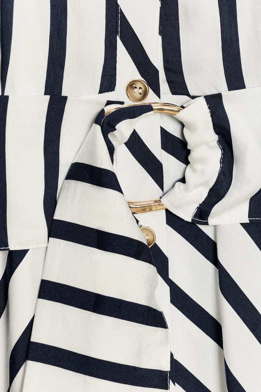 ROBE MI-LONGUE À RAYURES AVEC CEINTURE