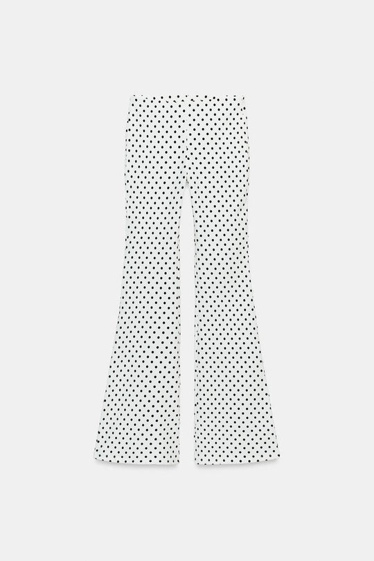 PANTALON FLARE STRETCH À POIS