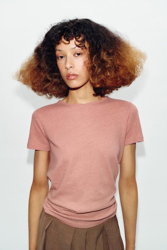 T-SHIRT MANCHES COURTES AVEC LIN