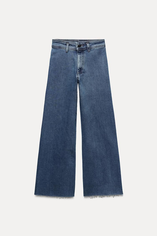 Jean collection zw marine droit a taille haute - Sable
