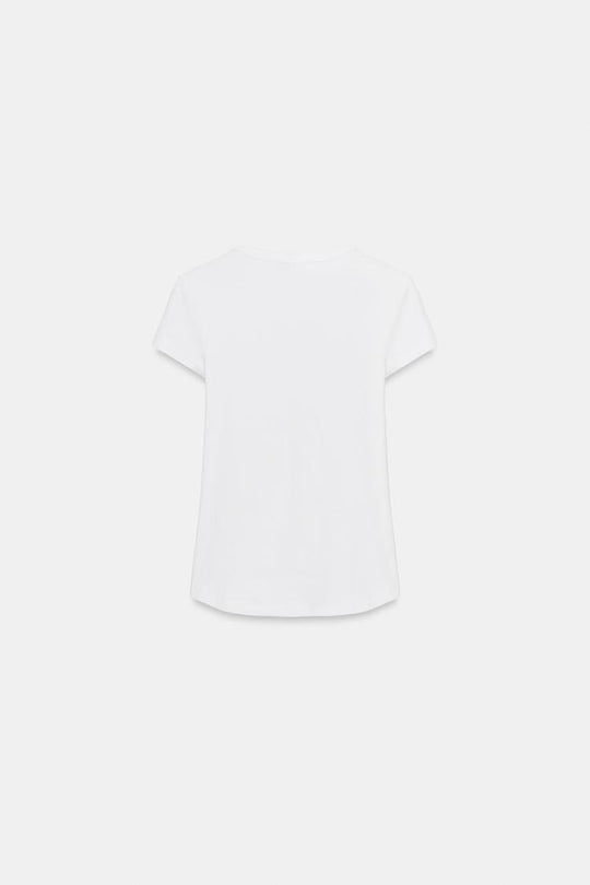 T-SHIRT CÔTELÉ MANCHES COURTES BRODÉ
