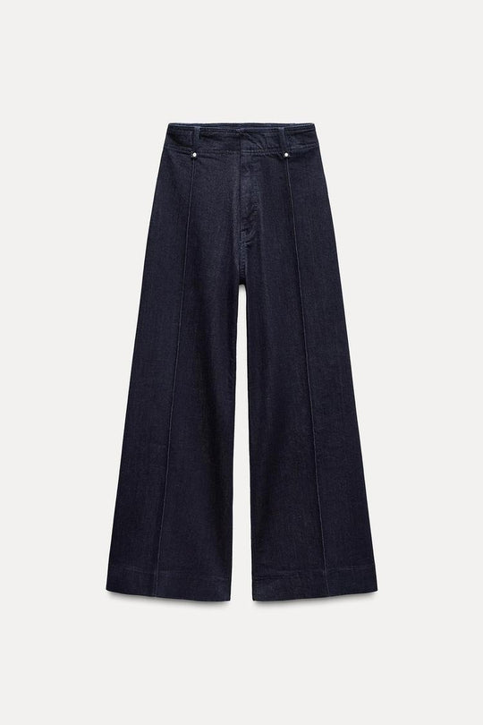 Jean coupe droite large et taille haute - Noir