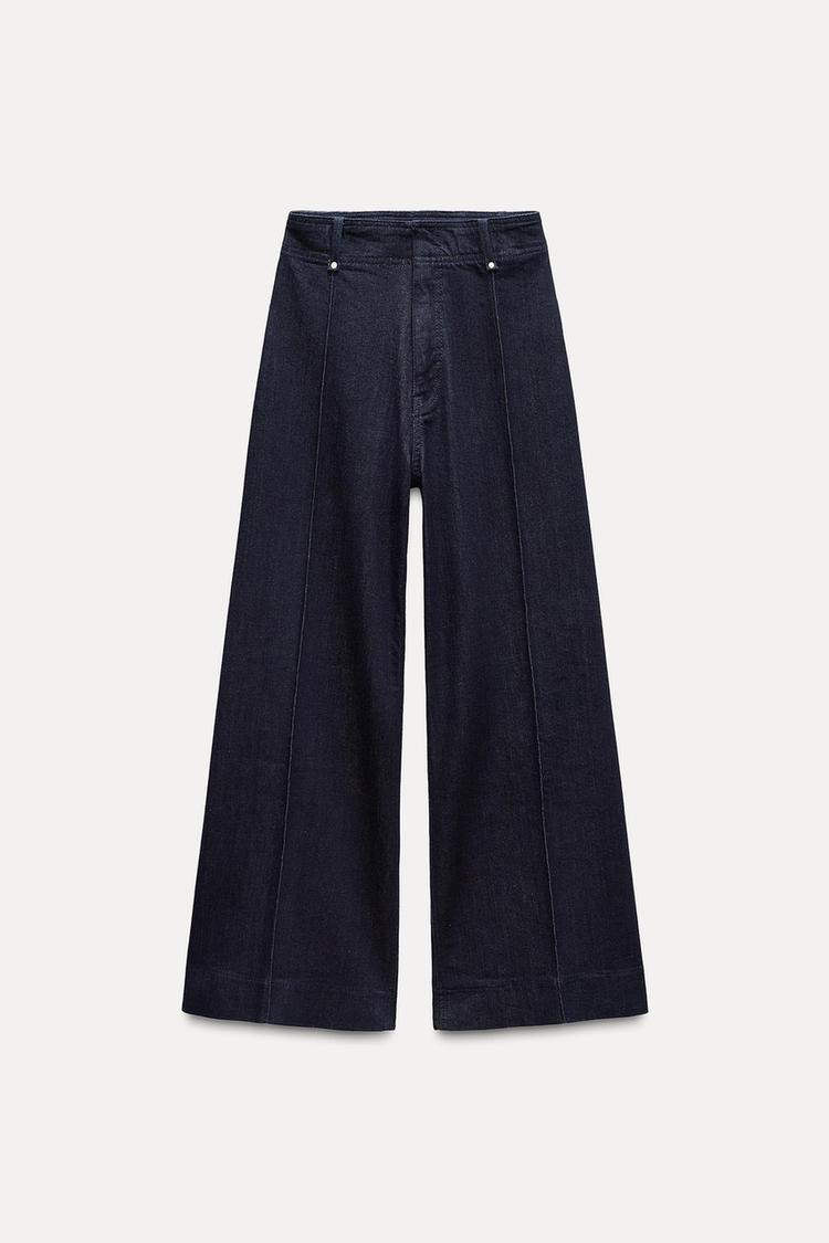Jean coupe droite large et taille haute - Bordeaux