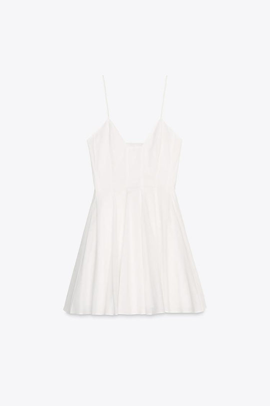Robe courte en popeline zw collection - Blanc