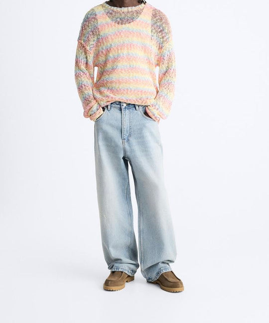 Inside out-effect textured sweater