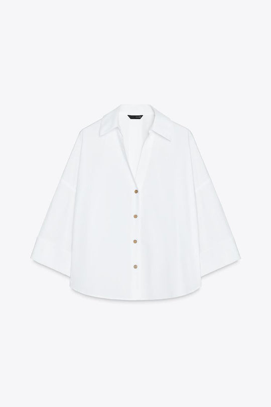 CHEMISE EN POPELINE À MANCHES AMPLES