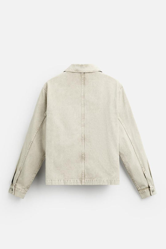 Cropped denim overshirt