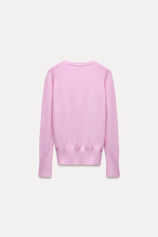 Pull basique en maille unie - Vert huile