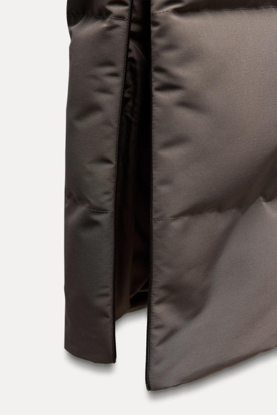 Doudoune longue verte à capuche imperméable  et coupe vent - Noir