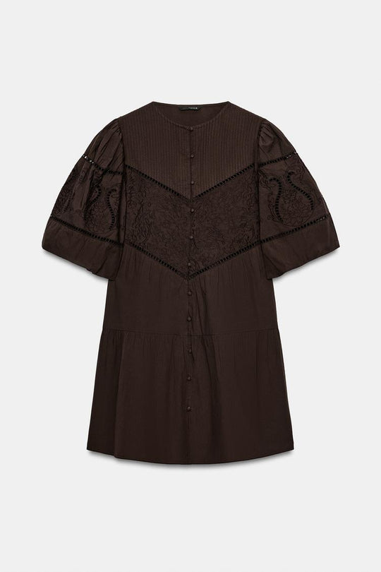 ROBE COURTE EN POPELINE BRODÉE