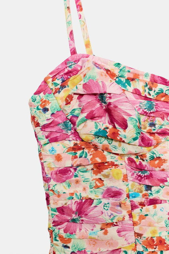 ROBE COURTE DRAPÉE IMPRIMÉ FLEURI
