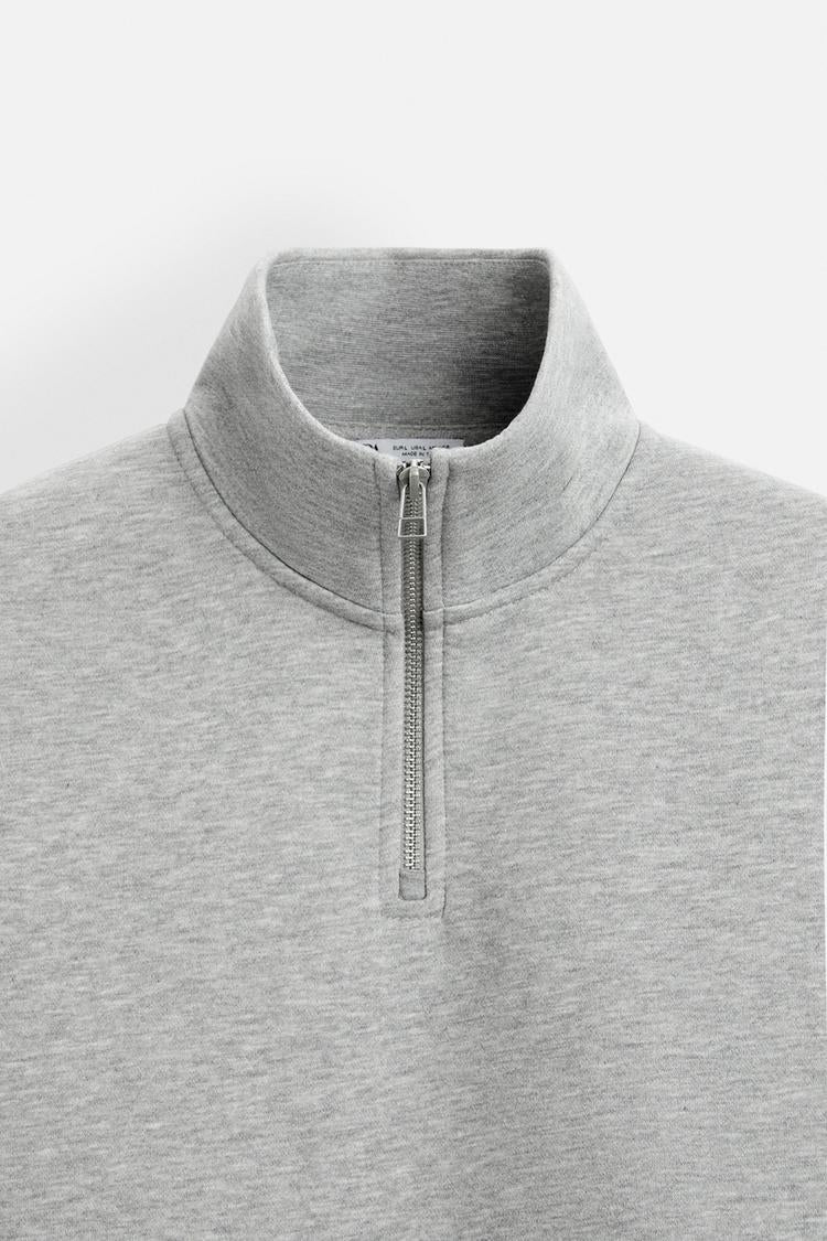Sweat a zip sur le col - Gris Moyen