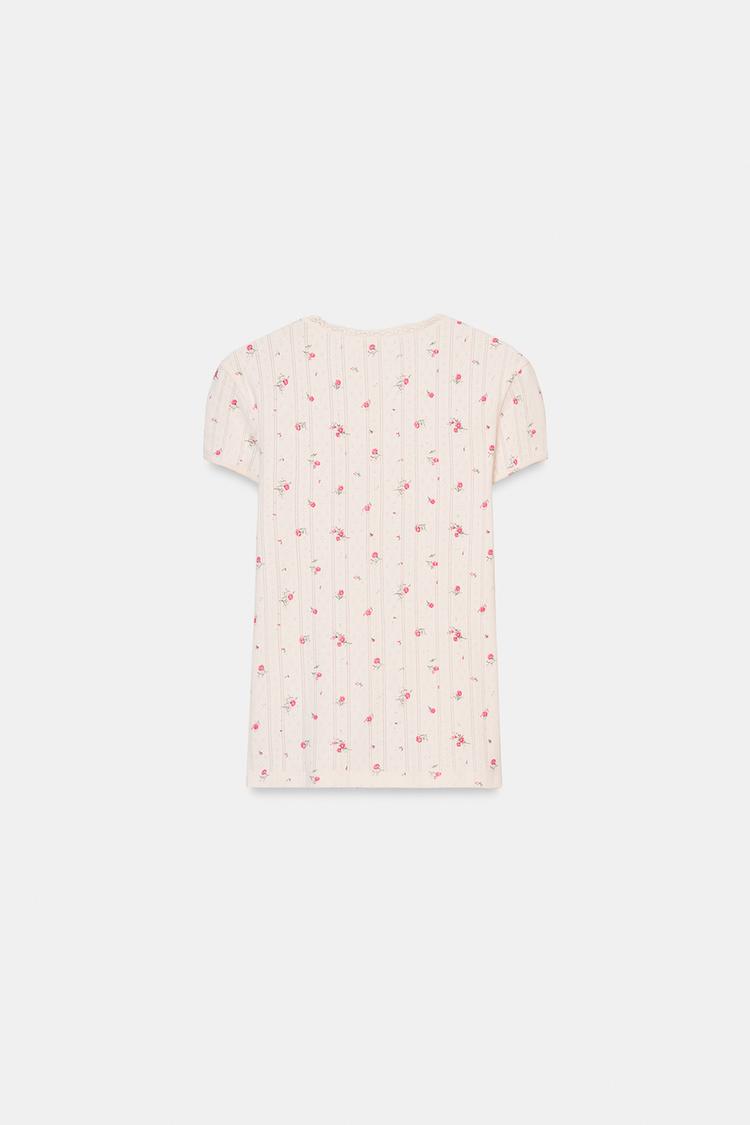 T-SHIRT POINTELLE FLEURS
