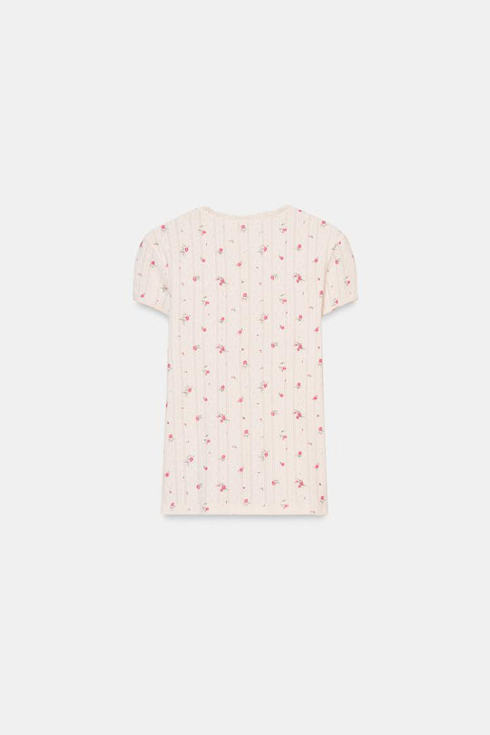 T-SHIRT POINTELLE FLEURS