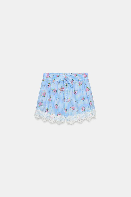 SHORT À RAYURES ET DENTELLE