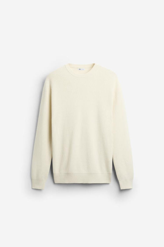 Pull en Maille perlée - Bleu Moyen