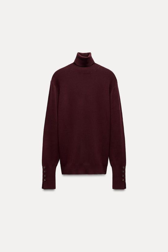Pull basique en maille unie - Bordeaux