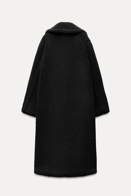 Manteau long effet mouton - Blanc cassé