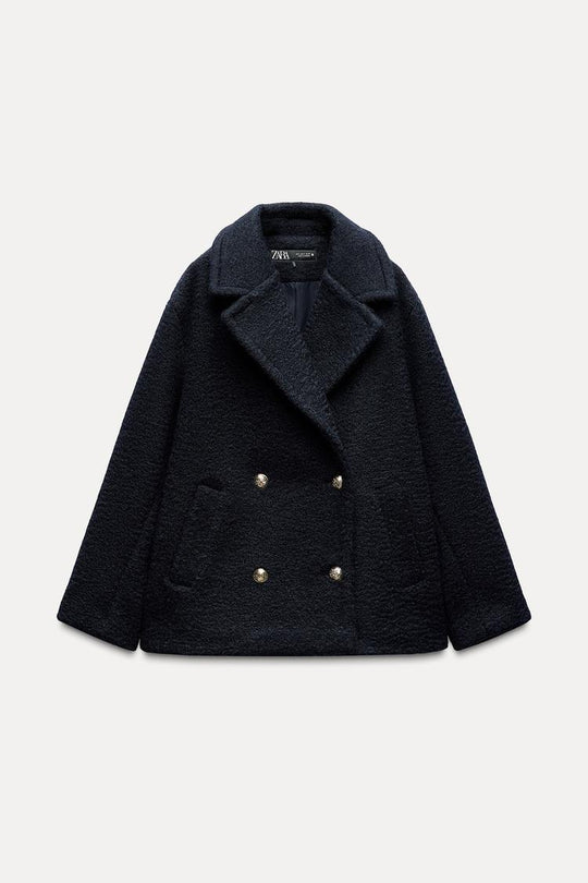Manteau mis long bouclé - écru