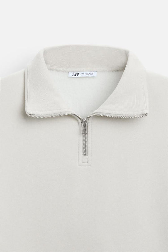 Sweat a zip sur le col - Gris Anthracite
