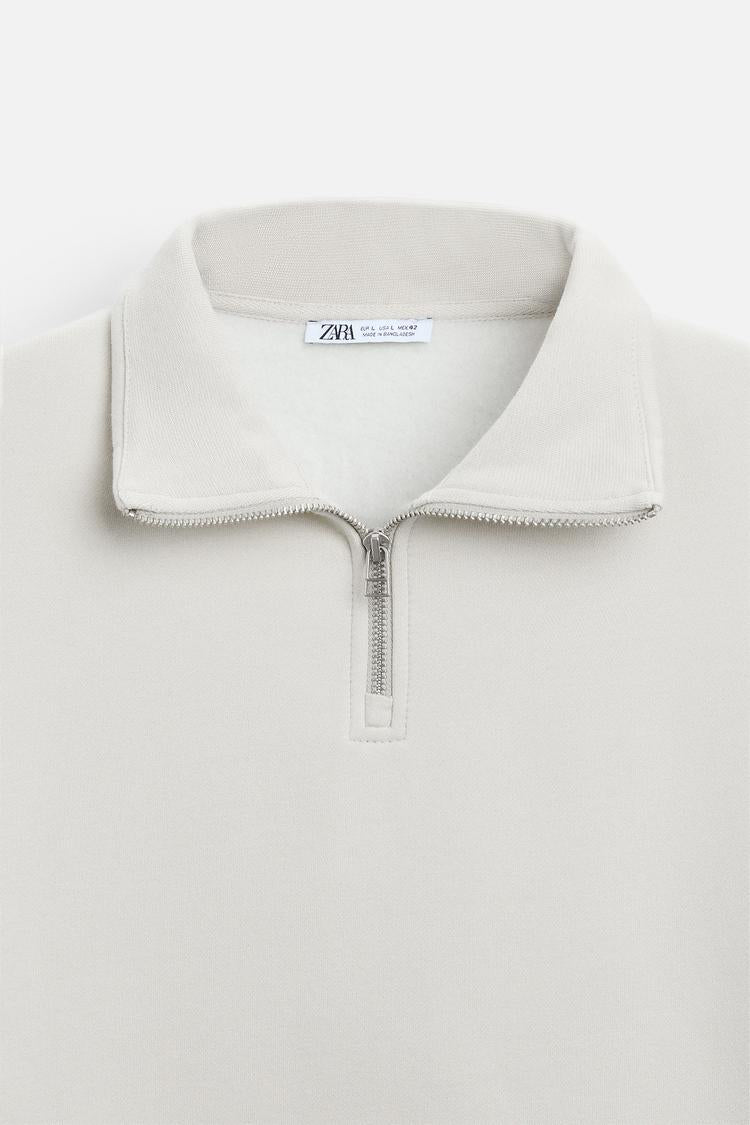 Sweat a zip sur le col - Gris bleu