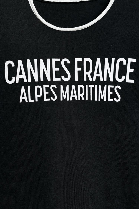 T-SHIRT À INSCRIPTION ET LISERES EN CONTRASTE