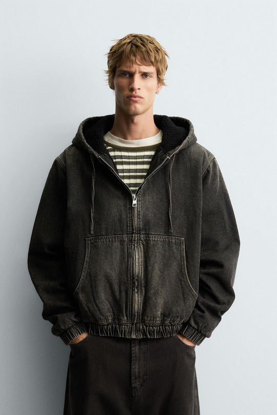 VESTE DÉLAVÉE À CAPUCHE