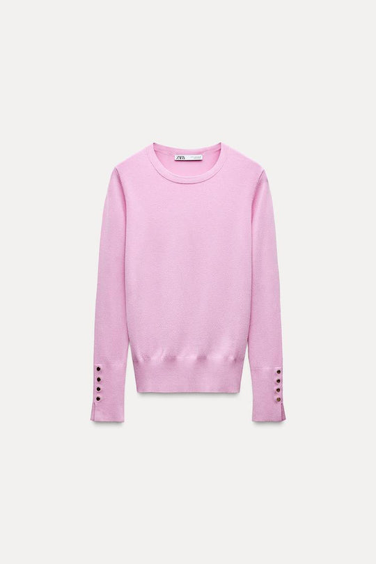 Pull basique en maille unie - Bleu marine