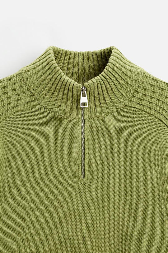 Pull à col cheminée avec zip - Gris Taupe