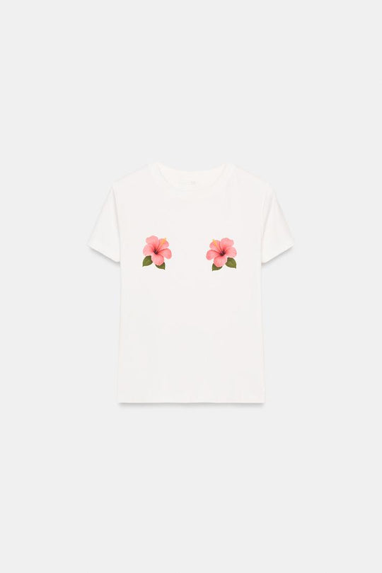 T-SHIRT MANCHES COURTES IMPRIME FLEUR