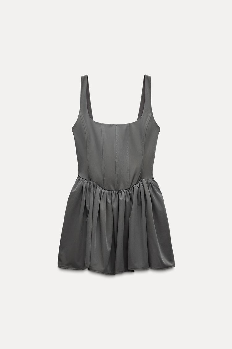 Robe style corset a plis - Beige
