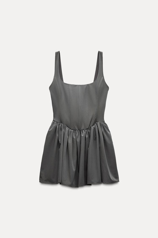 Robe style corset a plis - Beige