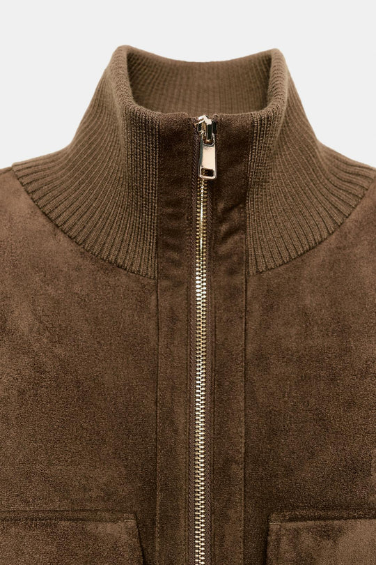 VESTE BOMBER COL MONTANT CÔTELÉ