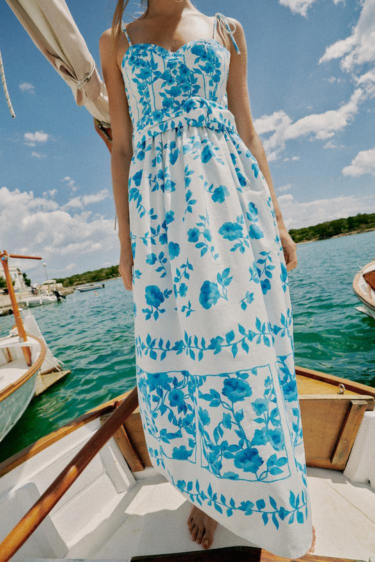 ROBE MI-LONGUE IMPRIMÉE EN POPELINE