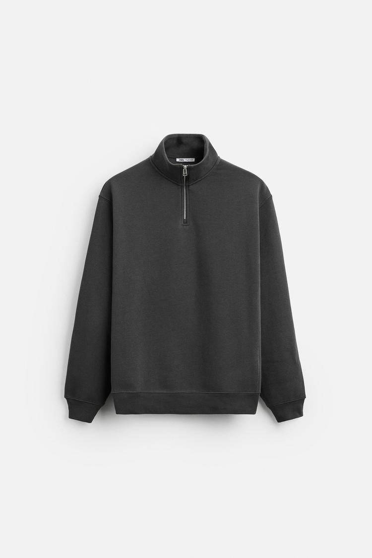 Sweat a zip sur le col - Blanc Cassé