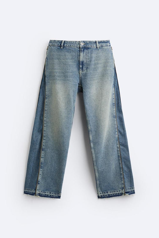 Jean flare fit zippé - Bleu
