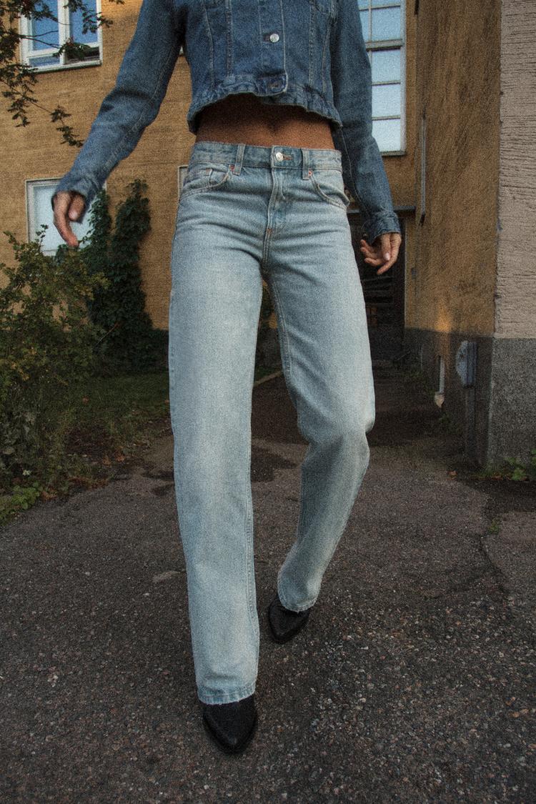 Jean trf wide leg taille normale - Bleu soutenu