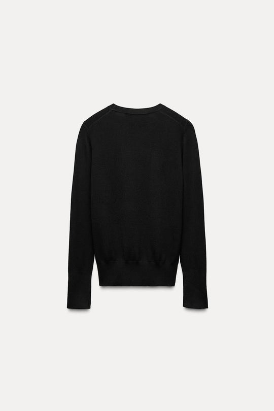 Pull basique en maille unie - Rose