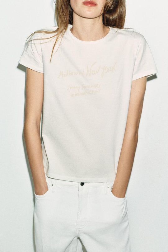 T-SHIRT INSCRIPTION MANCHES COURTES