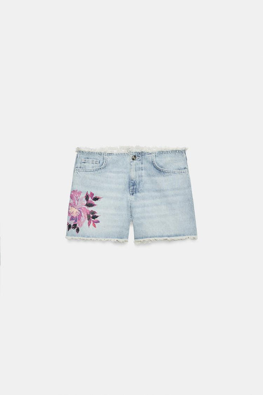 SHORT EN DENIM EFFILOCHÉ Z1975