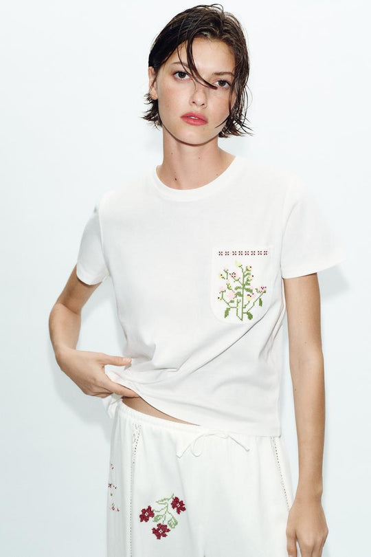 T-SHIRT POCHES BRODÉES